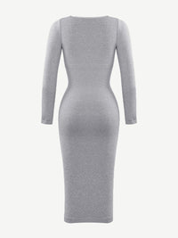 🌿 Eco-friendly Seamless Square Neck Long Sleeve Shaper Dress