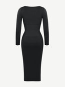 🌿 Eco-friendly Seamless Square Neck Long Sleeve Shaper Dress