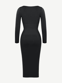 🌿 Eco-friendly Seamless Square Neck Long Sleeve Shaper Dress