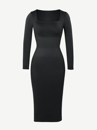 🌿 Eco-friendly Seamless Square Neck Long Sleeve Shaper Dress