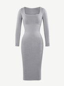 🌿 Eco-friendly Seamless Square Neck Long Sleeve Shaper Dress