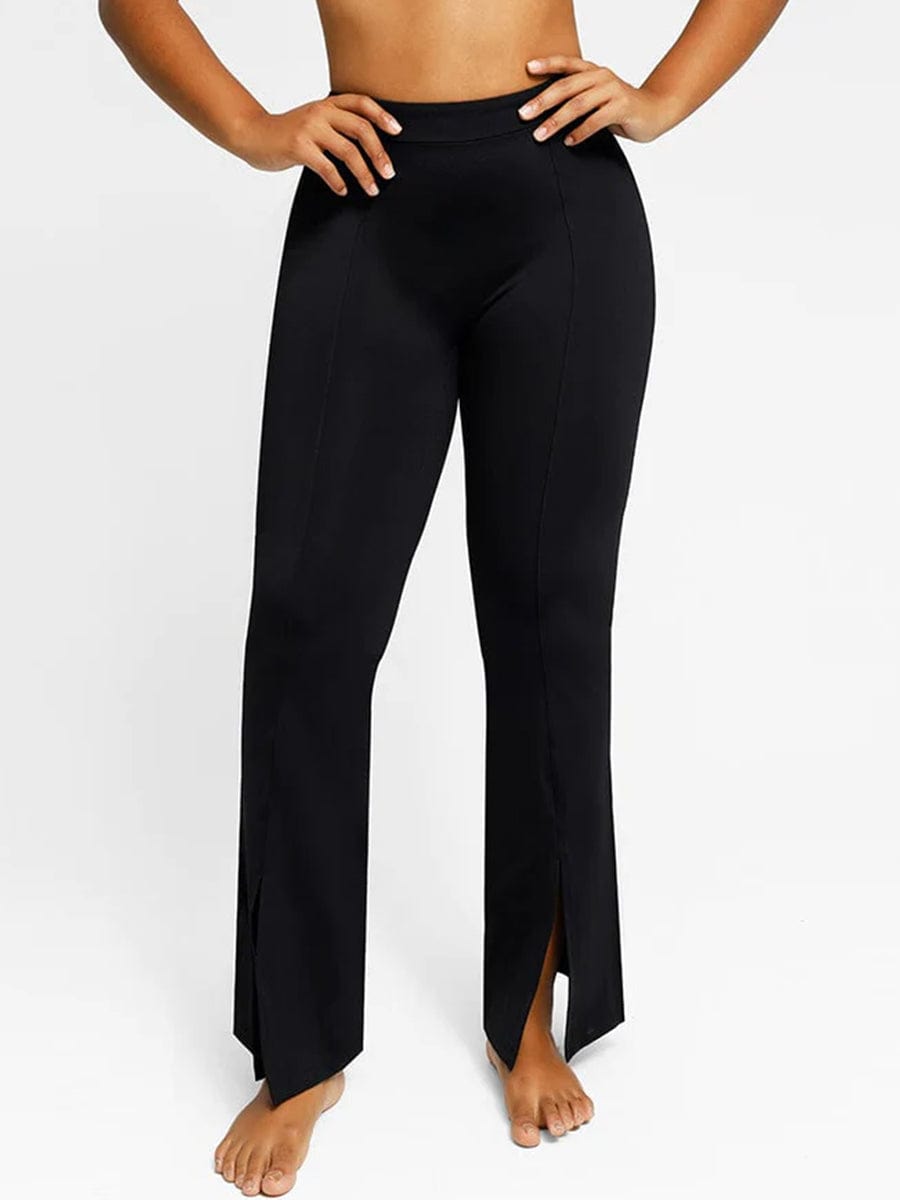 High-waisted Abdominal Control Front Slit Flare Legging