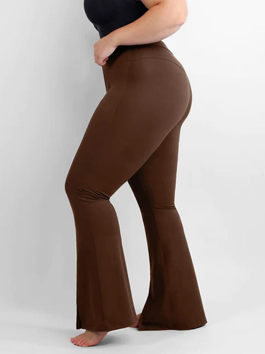 High-waisted Abdominal Control Front Slit Flare Legging