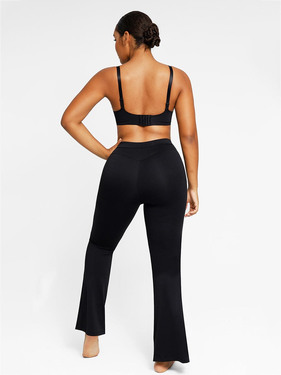 High-waisted Abdominal Control Front Slit Flare Legging