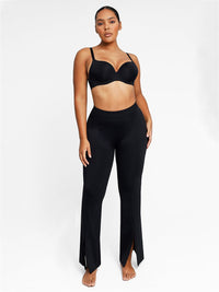 High-waisted Abdominal Control Front Slit Flare Legging