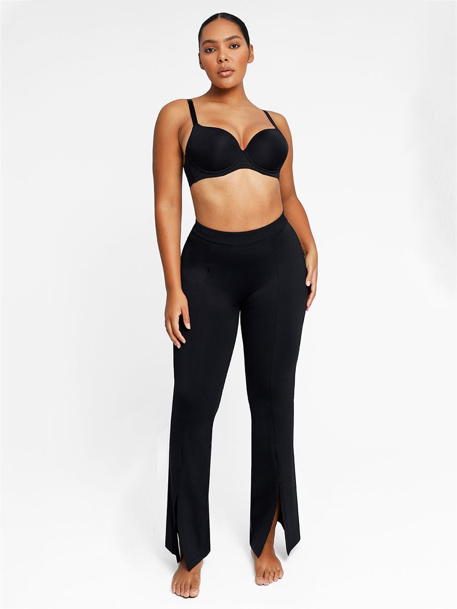 High-waisted Abdominal Control Front Slit Flare Legging