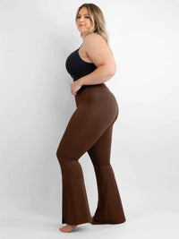 High-waisted Abdominal Control Front Slit Flare Legging