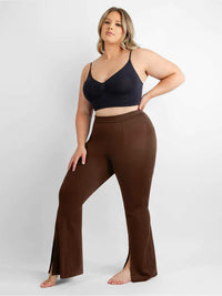 High-waisted Abdominal Control Front Slit Flare Legging