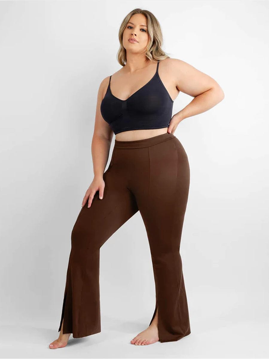 High-waisted Abdominal Control Front Slit Flare Legging