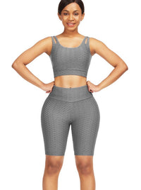 Well-Suited Jacquard High Waist Crop Sports Suit For Female Runner