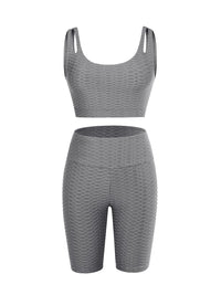 Well-Suited Jacquard High Waist Crop Sports Suit For Female Runner