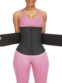 Tummy Control Black 25 Steel Bones Sticker Zip Latex Waist Trainer