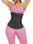 Tummy Control Black 25 Steel Bones Sticker Zip Latex Waist Trainer